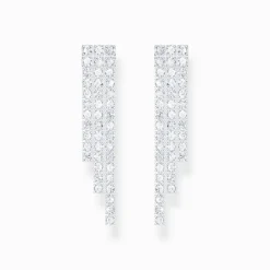 Women THOMAS SABO Earrings|925 Silver-Silver earrings in waterfall design with white zirconia