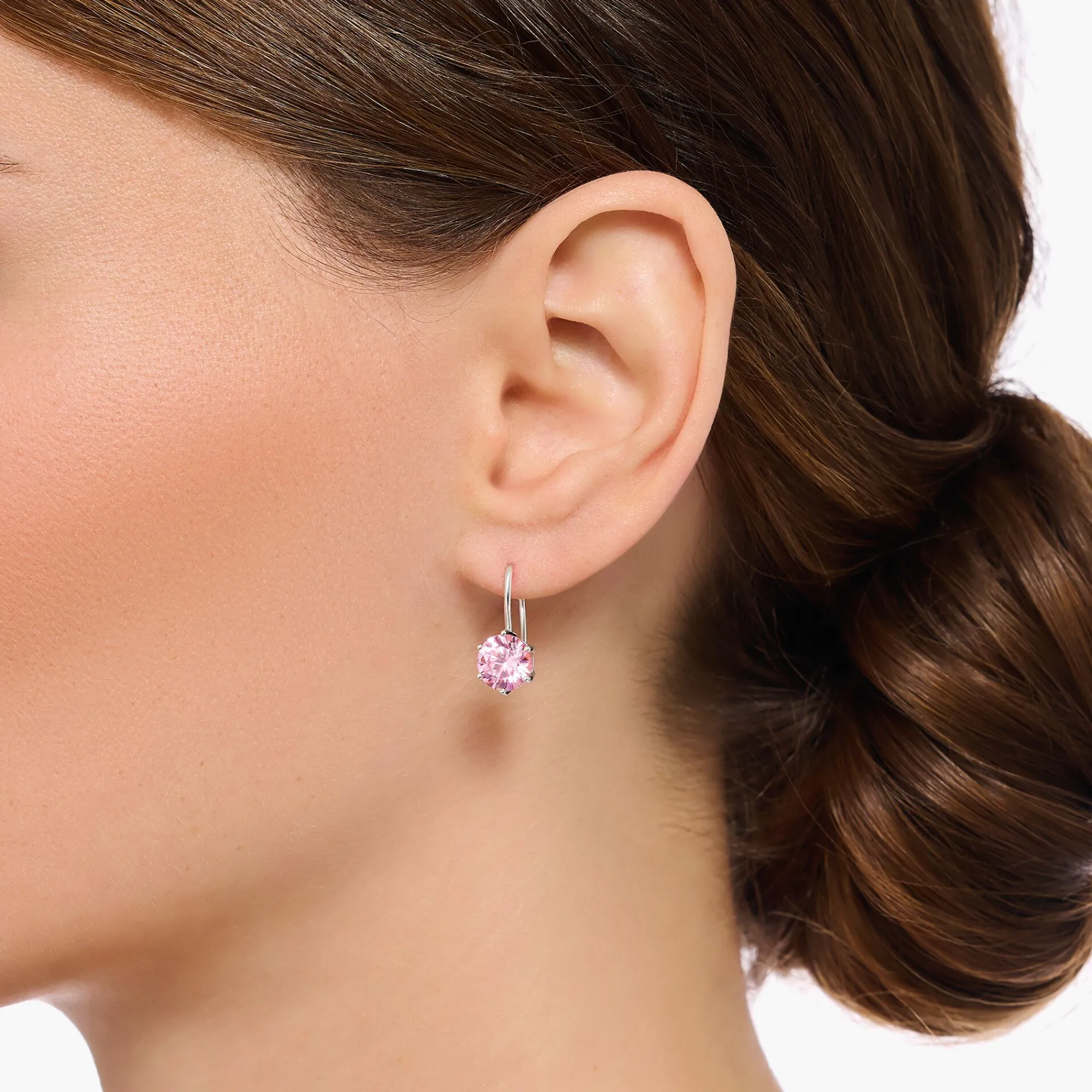 Women THOMAS SABO Earrings|925 Silver-Silver earrings with pink zirconia