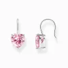 Women THOMAS SABO Earrings|925 Silver-Silver earrings with pink heart-shaped zirconia