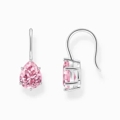 Women THOMAS SABO Earrings|925 Silver-Silver earrings with pink drop-shaped zirconia