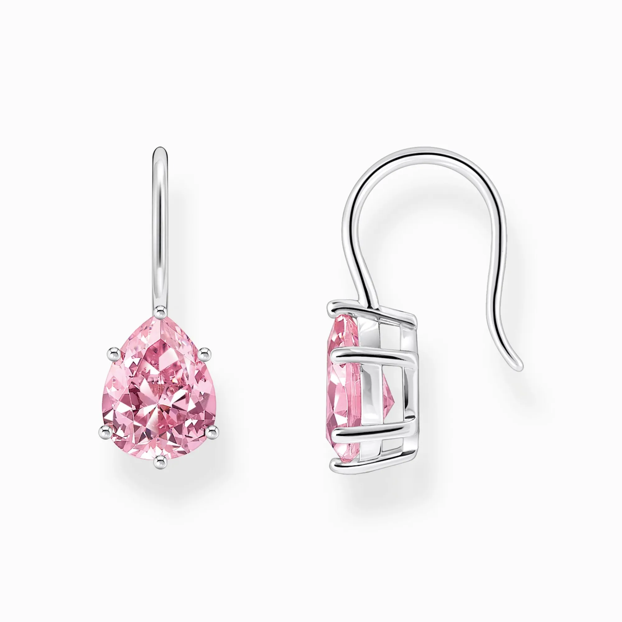Women THOMAS SABO Earrings|925 Silver-Silver earrings with pink drop-shaped zirconia