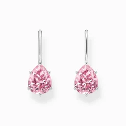 Women THOMAS SABO Earrings|925 Silver-Silver earrings with pink drop-shaped zirconia