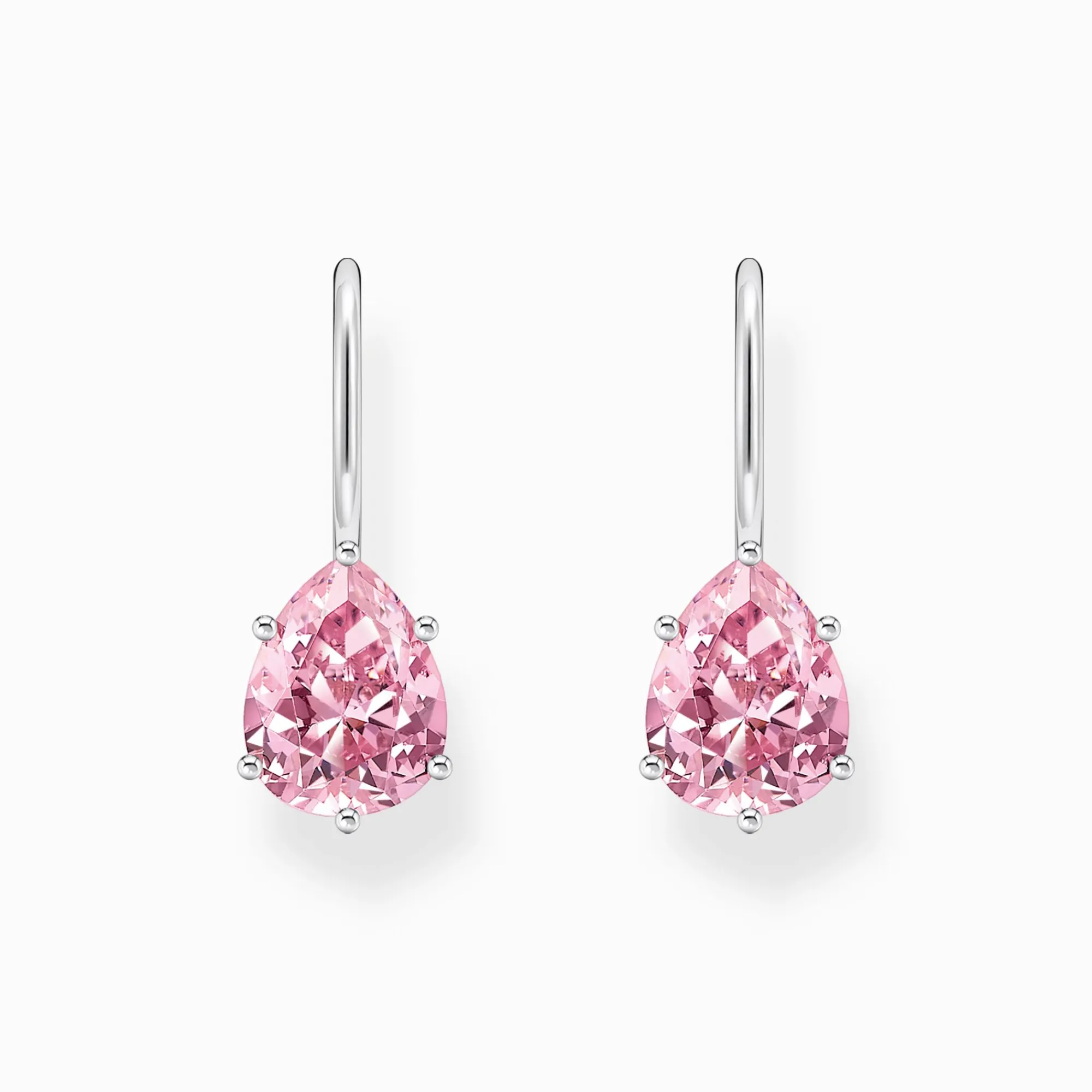Women THOMAS SABO Earrings|925 Silver-Silver earrings with pink drop-shaped zirconia