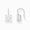 Women THOMAS SABO Earrings|925 Silver-Silver earrings with square pendant and white zirconia