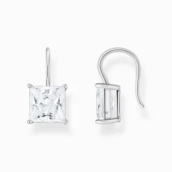 Women THOMAS SABO Earrings|925 Silver-Silver earrings with square pendant and white zirconia