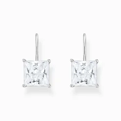 Women THOMAS SABO Earrings|925 Silver-Silver earrings with square pendant and white zirconia