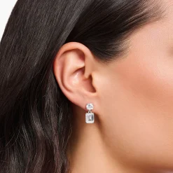 Women THOMAS SABO Earrings-Silver earrings with white zirconia in different cuts