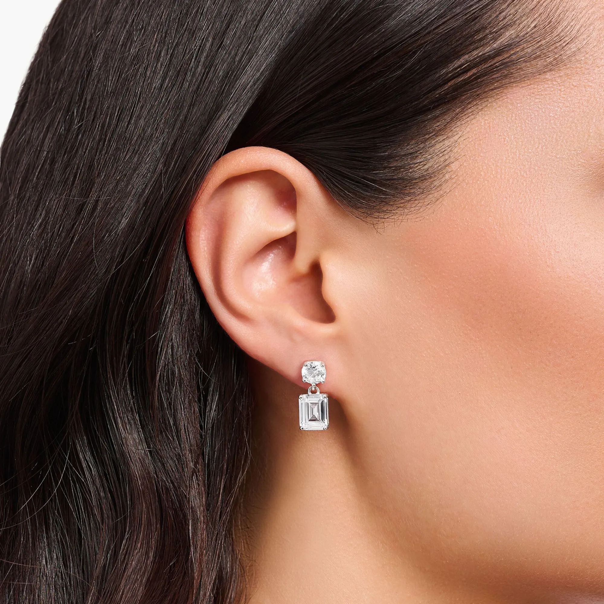 Women THOMAS SABO Earrings-Silver earrings with white zirconia in different cuts