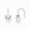 Women THOMAS SABO Earrings-Silver earrings with white heart-shaped zirconia