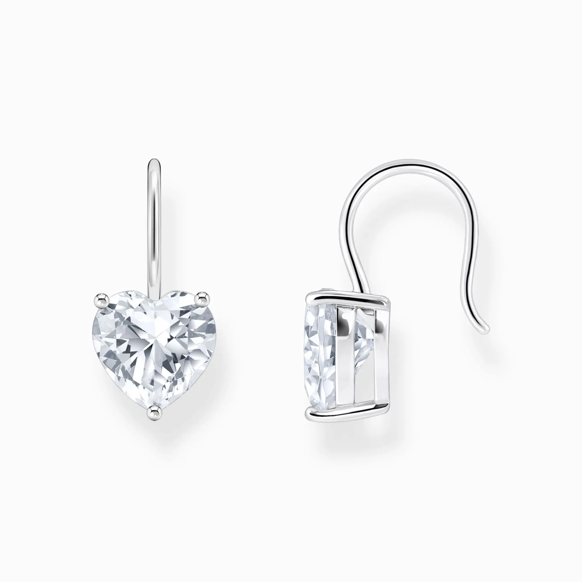 Women THOMAS SABO Earrings-Silver earrings with white heart-shaped zirconia