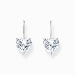Women THOMAS SABO Earrings-Silver earrings with white heart-shaped zirconia