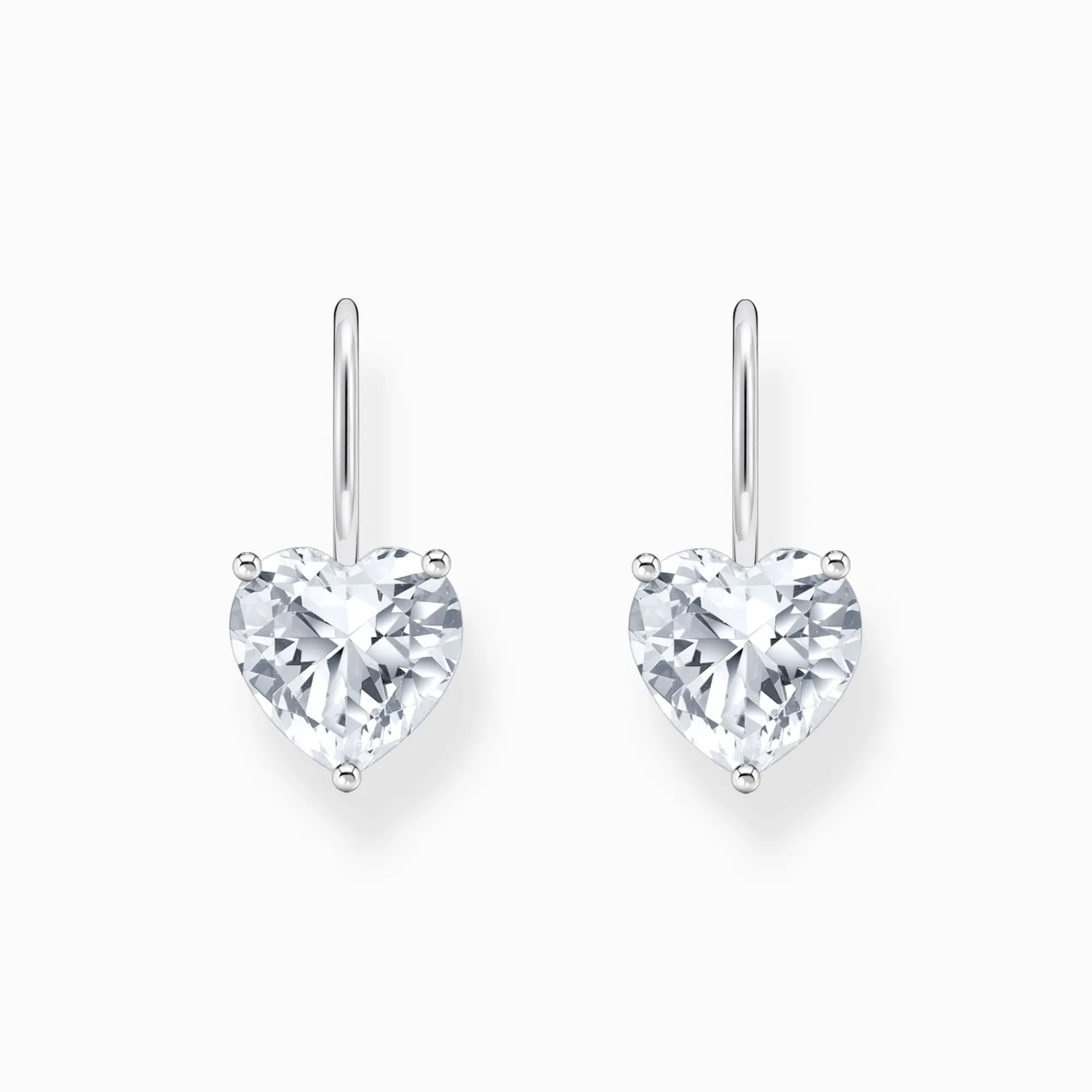 Women THOMAS SABO Earrings-Silver earrings with white heart-shaped zirconia