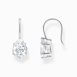 Women THOMAS SABO Earrings|925 Silver-Silver earrings with white drop-shaped zirconia