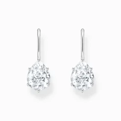 Women THOMAS SABO Earrings|925 Silver-Silver earrings with white drop-shaped zirconia