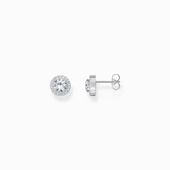 Women THOMAS SABO Ear Studs|925 Silver-Silver halo ear studs with white zirconia in brilliant cut