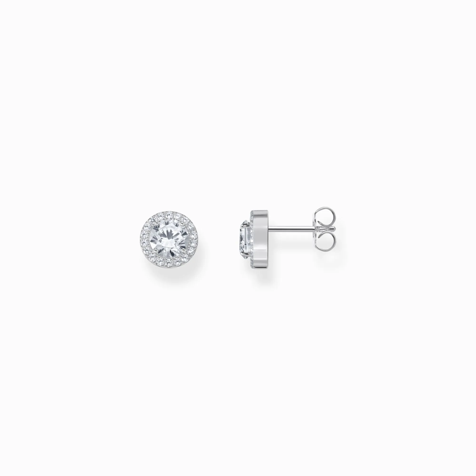Women THOMAS SABO Ear Studs|925 Silver-Silver halo ear studs with white zirconia in brilliant cut