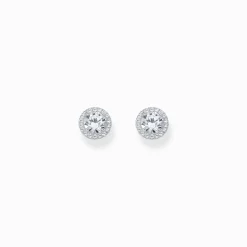 Women THOMAS SABO Ear Studs|925 Silver-Silver halo ear studs with white zirconia in brilliant cut