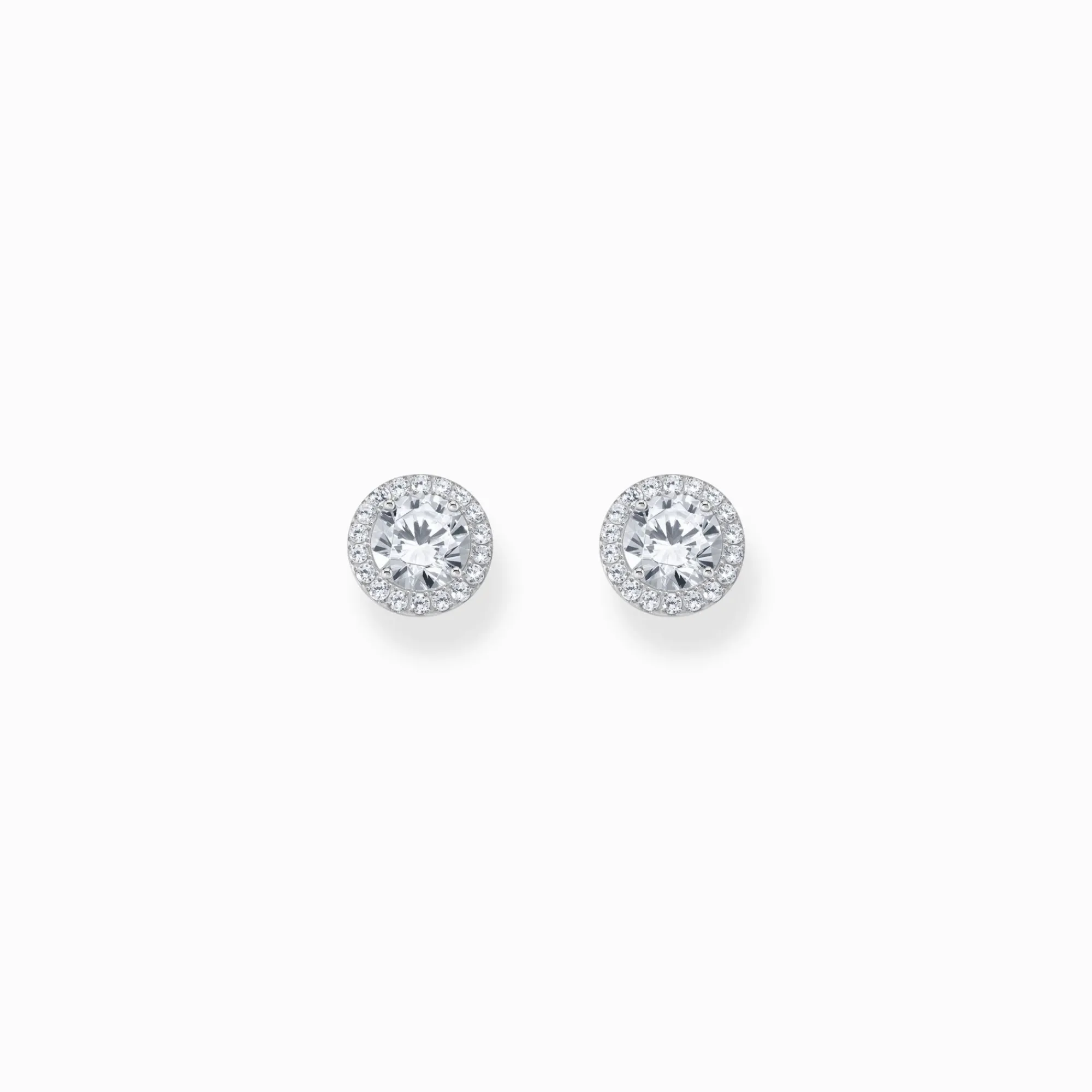 Women THOMAS SABO Ear Studs|925 Silver-Silver halo ear studs with white zirconia in brilliant cut