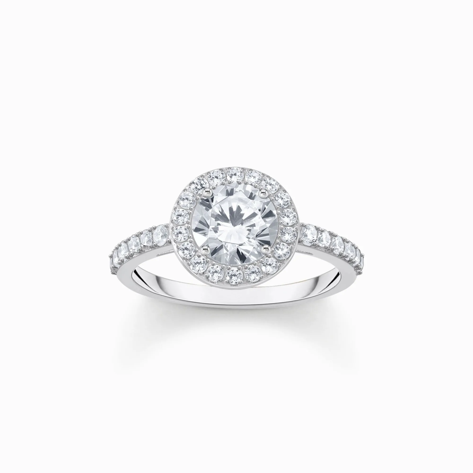 Women THOMAS SABO Rings|925 Silver-Silver halo ring with white zirconia in brilliant cut