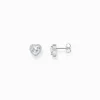 Women THOMAS SABO Ear Studs|925 Silver-Silver heart-shaped halo ear studs with white zirconia