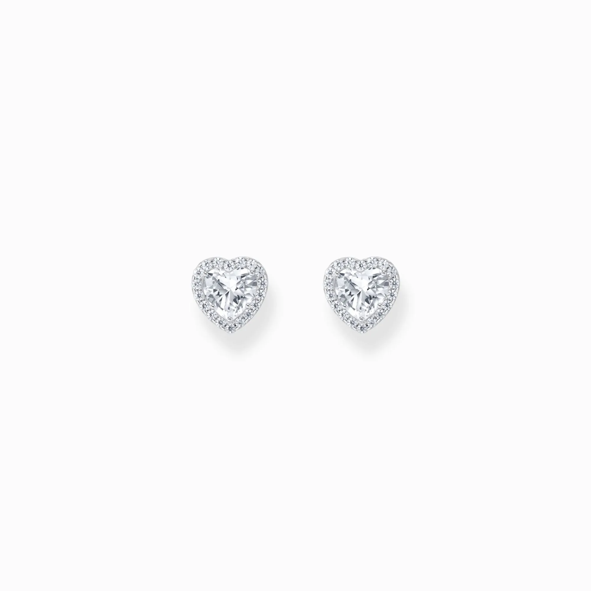 Women THOMAS SABO Ear Studs|925 Silver-Silver heart-shaped halo ear studs with white zirconia