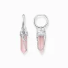 Women THOMAS SABO Hoop Earrings|925 Silver-Silver hexagonal hoop earring with rose quartz