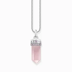Women THOMAS SABO Pendants|925 Silver-Silver hexagonal pendant with rose quartz