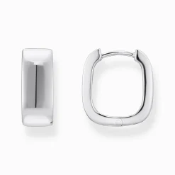 Women THOMAS SABO Hoop Earrings|925 Silver-Silver hoop earrings in angular shape