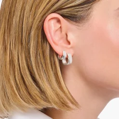 Women THOMAS SABO Hoop Earrings|925 Silver-Silver hoop earrings in angular shape