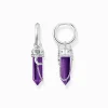 Women THOMAS SABO Hoop Earrings-Silver hoop earrings with imitation amethysts and delicate chain
