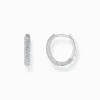 Women THOMAS SABO Hoop Earrings|925 Silver-Silver hoop earrings with white zirconia pavé