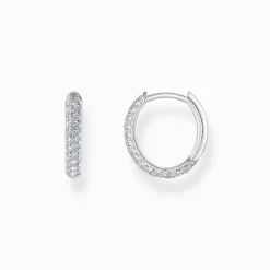 Women THOMAS SABO Hoop Earrings|925 Silver-Silver hoop earrings with white zirconia pavé