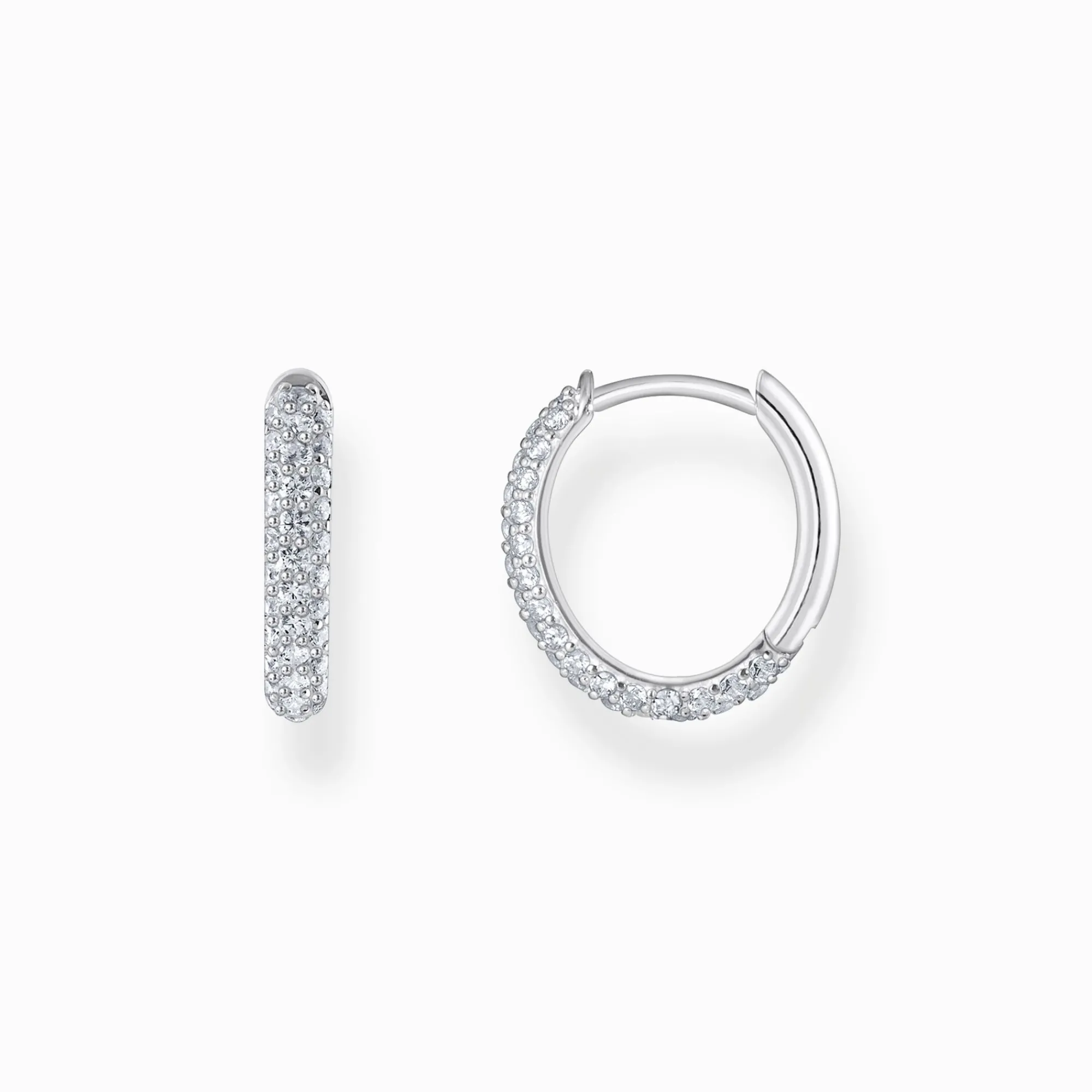 Women THOMAS SABO Hoop Earrings|925 Silver-Silver hoop earrings with white zirconia pavé