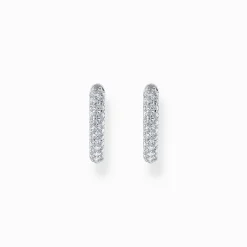Women THOMAS SABO Hoop Earrings|925 Silver-Silver hoop earrings with white zirconia pavé