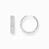 Women THOMAS SABO Hoop Earrings|925 Silver-Silver hoop earrings with white stones