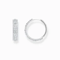 Women THOMAS SABO Hoop Earrings|925 Silver-Silver hoop earrings with white stones