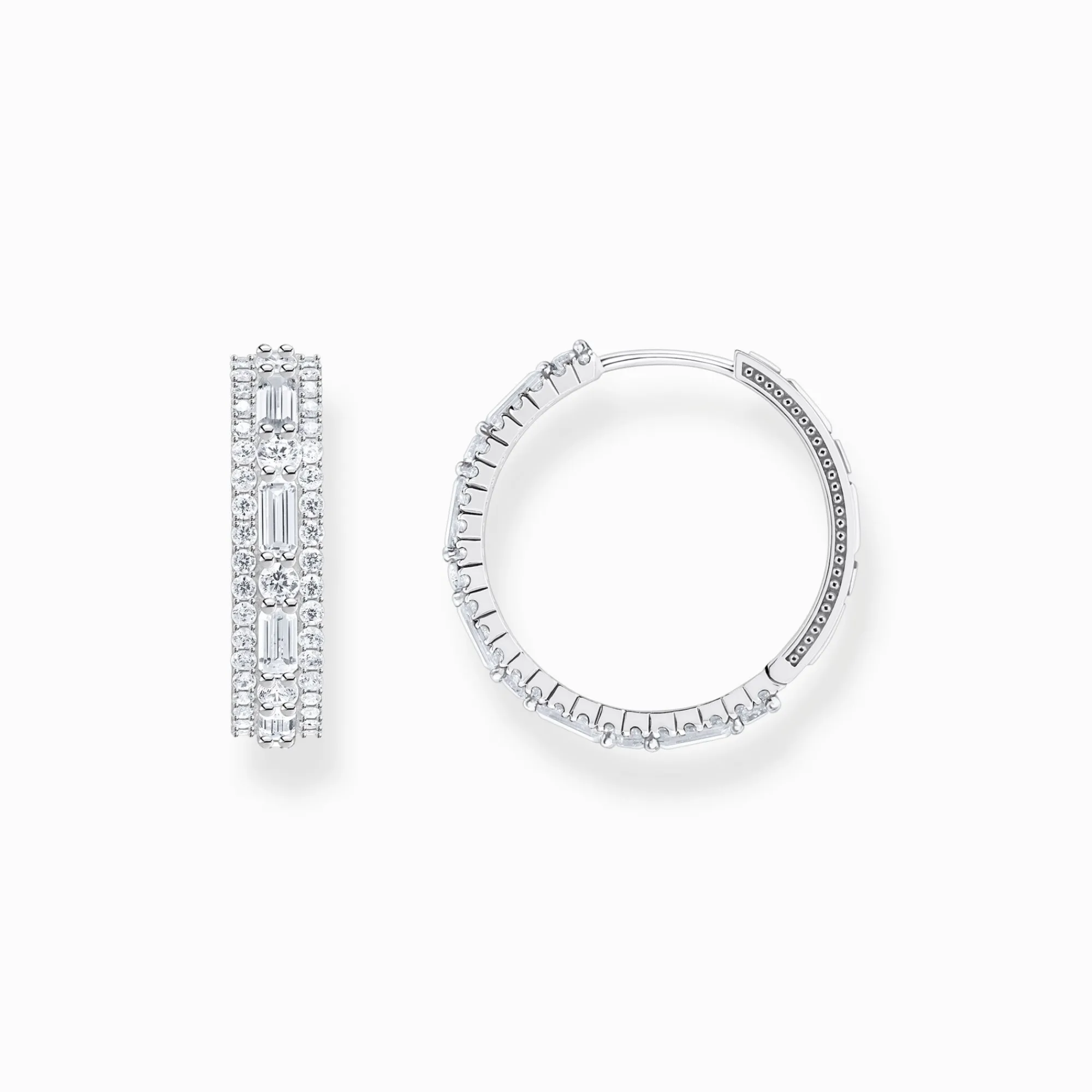 Women THOMAS SABO Hoop Earrings|925 Silver-Silver hoop earrings with white stones
