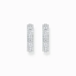 Women THOMAS SABO Hoop Earrings|925 Silver-Silver hoop earrings with white stones