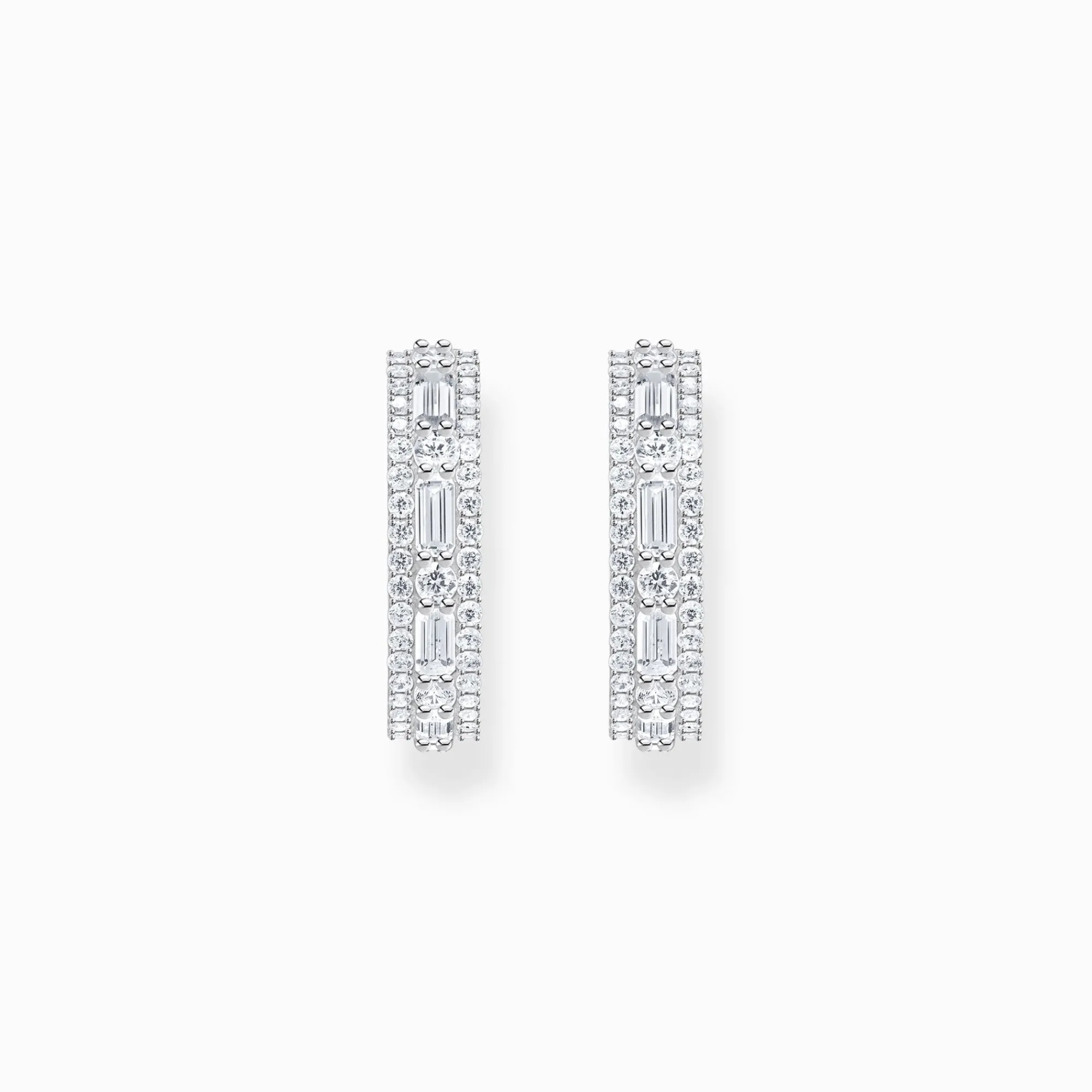 Women THOMAS SABO Hoop Earrings|925 Silver-Silver hoop earrings with white stones