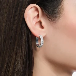Women THOMAS SABO Hoop Earrings|925 Silver-Silver hoop earrings with white stones
