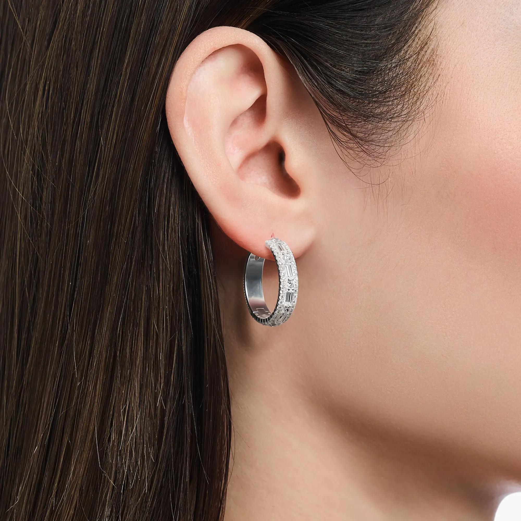 Women THOMAS SABO Hoop Earrings|925 Silver-Silver hoop earrings with white stones