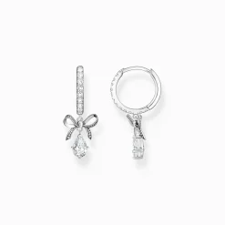 Women THOMAS SABO Hoop Earrings|925 Silver-Silver hoop earrings with bow pendant