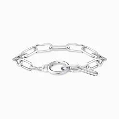 Women THOMAS SABO Bracelets|925 Silver-Silver link bracelet with white zirconia and ring clasp