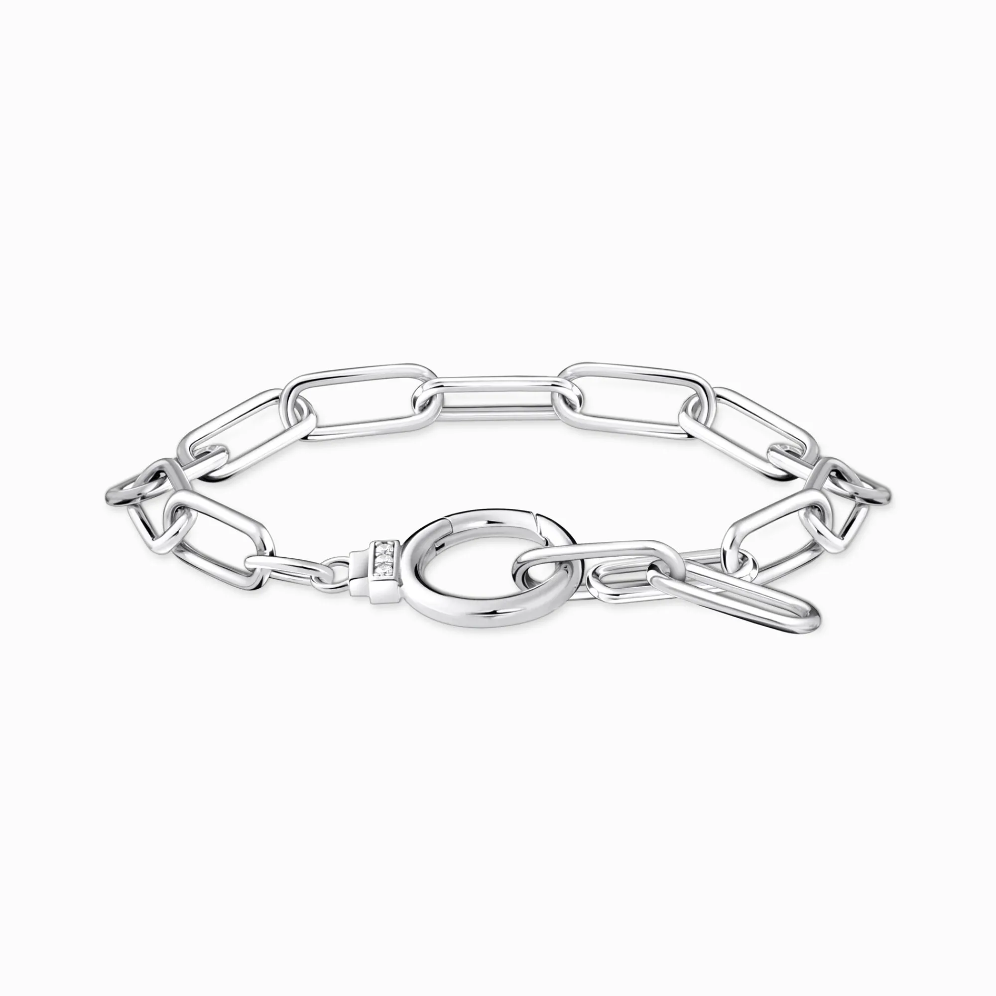 Women THOMAS SABO Bracelets|925 Silver-Silver link bracelet with white zirconia and ring clasp