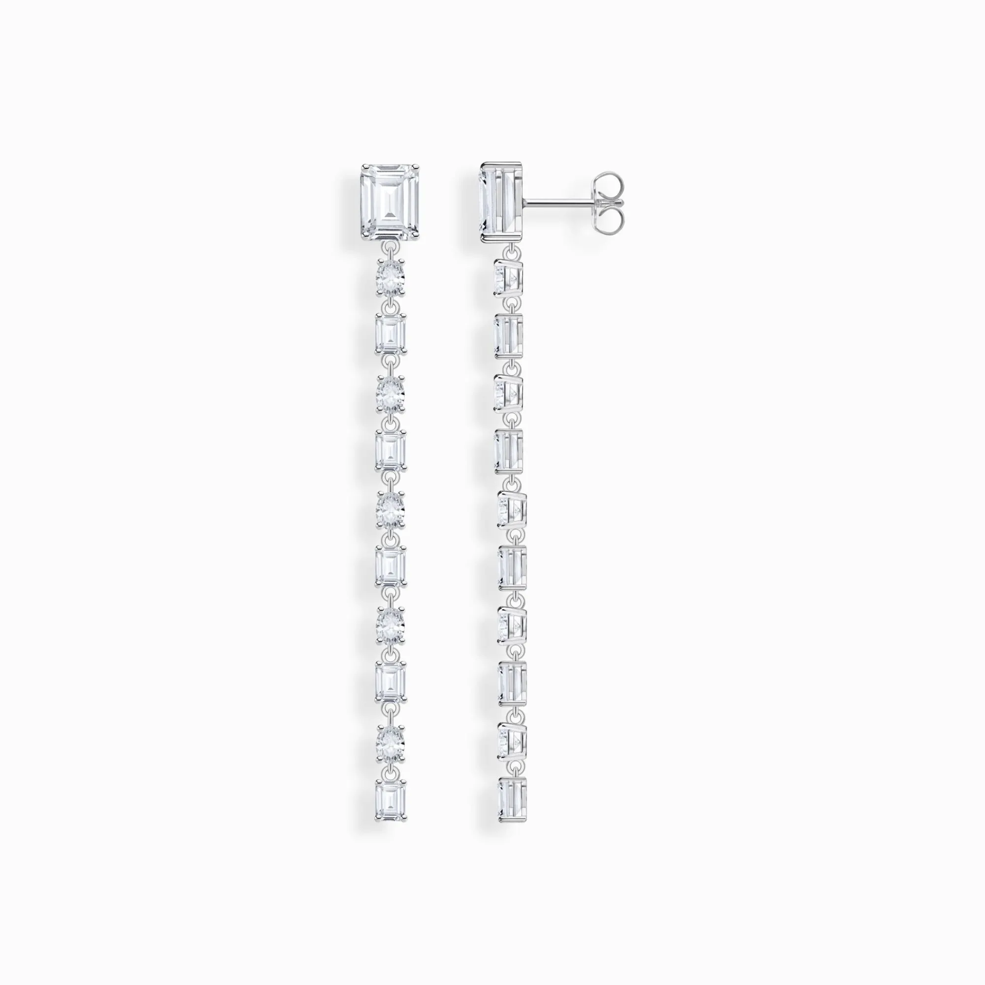 Women THOMAS SABO Earrings|925 Silver-Silver long earrings with white zirconia