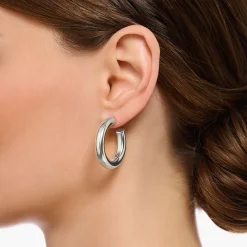 Women THOMAS SABO Hoop Earrings-Silver medium chunky hoop earrings