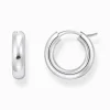 Women THOMAS SABO Hoop Earrings|925 Silver-Silver medium-sized hoop earrings in chunky design