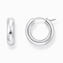 Women THOMAS SABO Hoop Earrings|925 Silver-Silver medium-sized hoop earrings in chunky design