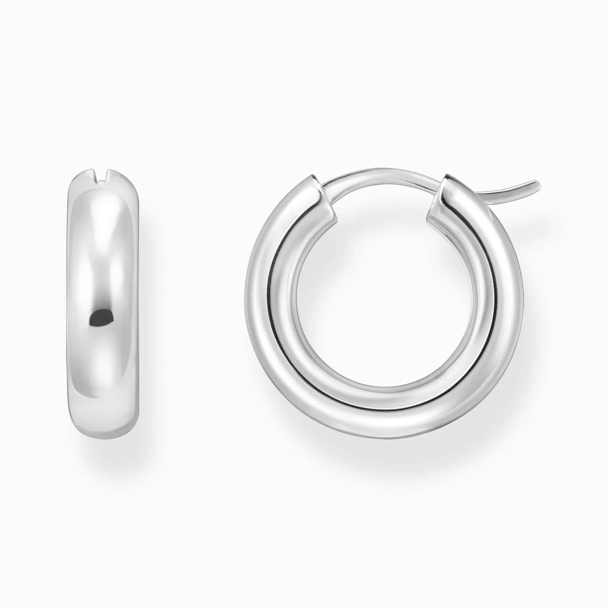 Women THOMAS SABO Hoop Earrings|925 Silver-Silver medium-sized hoop earrings in chunky design