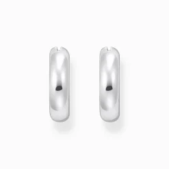 Women THOMAS SABO Hoop Earrings|925 Silver-Silver medium-sized hoop earrings in chunky design